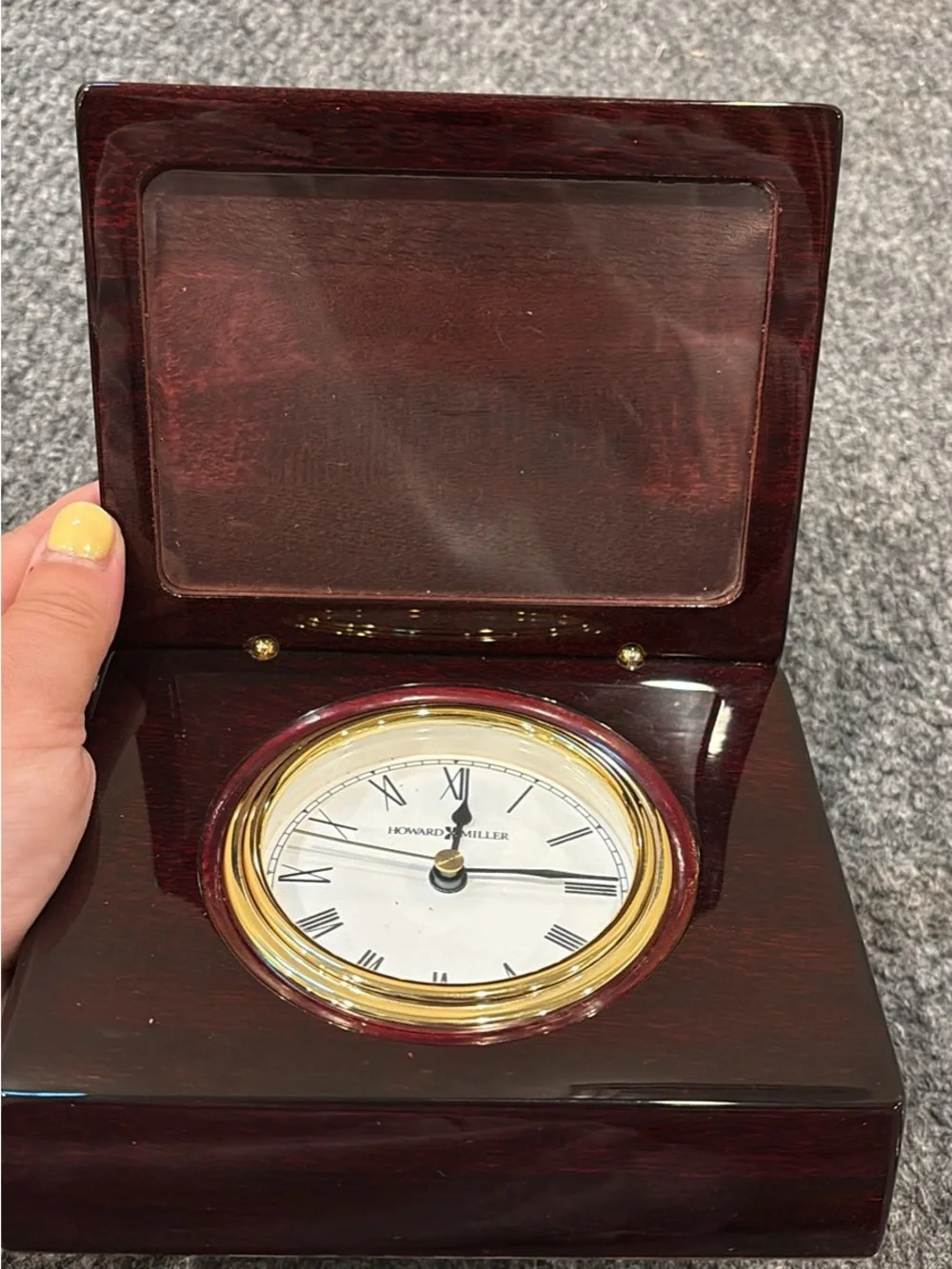Howard Miller Mahogany Finish Table Clock with Gold Accents